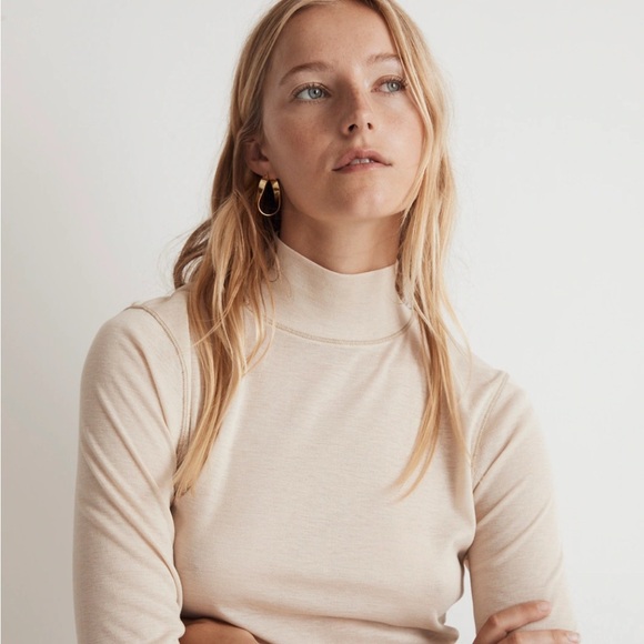 Madewell Creme Semi-Sheer Long Sleeve Top - Picture 1 of 2